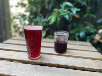 Plum syrup with sparkling water