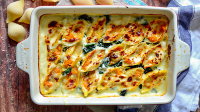 Stuffed Conchiglioni with Pumpkin, Gorgonzola & Kale