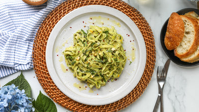 Corn and basil cream pasta