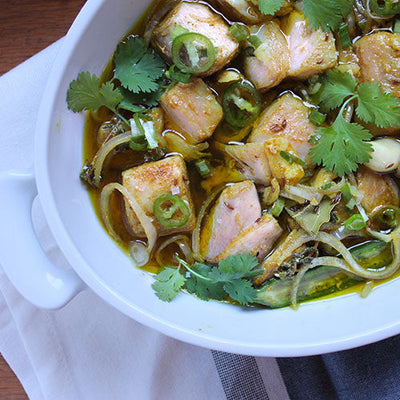 Mustard Seed Oil Roasted Tuna with Curry, Chilies & Lime