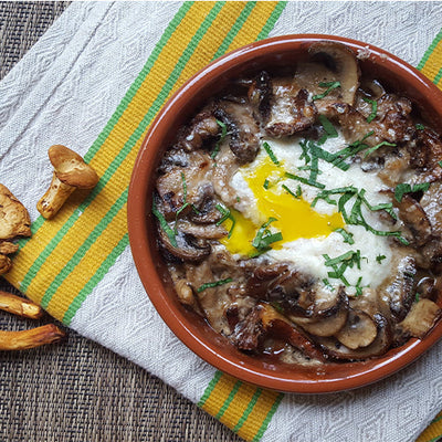 Truffled Baked Eggs & Caramelized Mushrooms