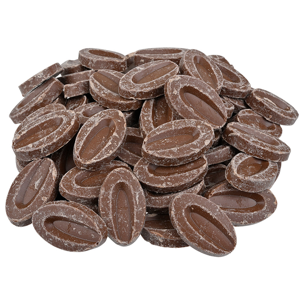 Mound of Valhrona milk chocolate feves