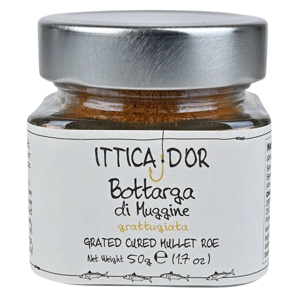 Jar of Ittica d'Or Grated Bottarga (cured mullet roe)