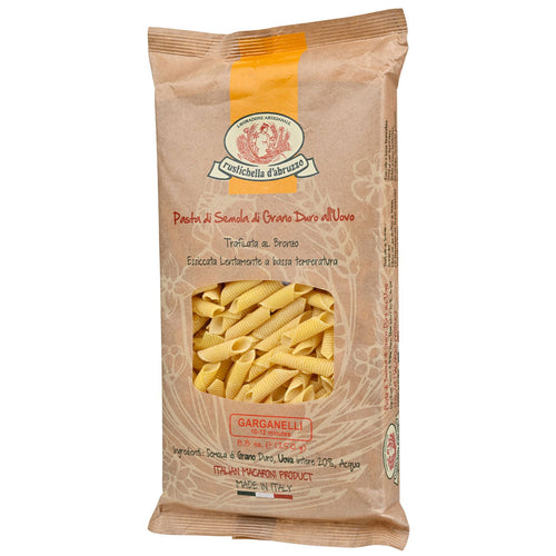 Egg Garganelli Pasta from Rustichella d'Abruzzo in brown packaging
