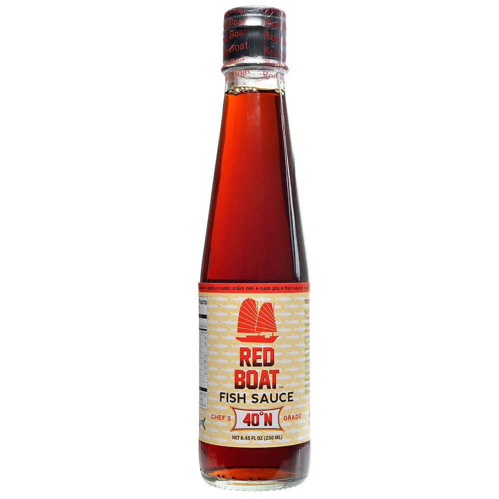 Glass bottle of Red Boat fish sauce