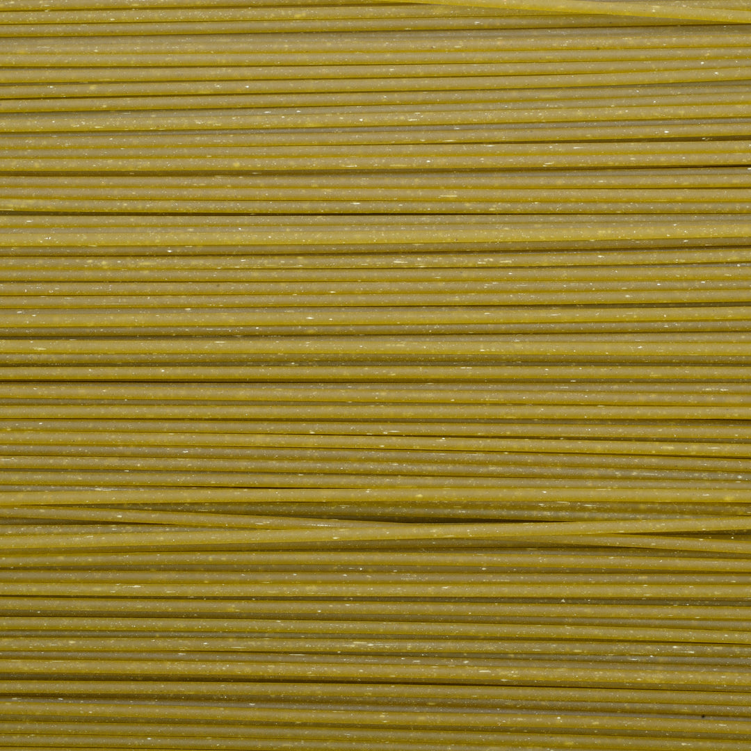 Close-up of green spaghetti pasta texture