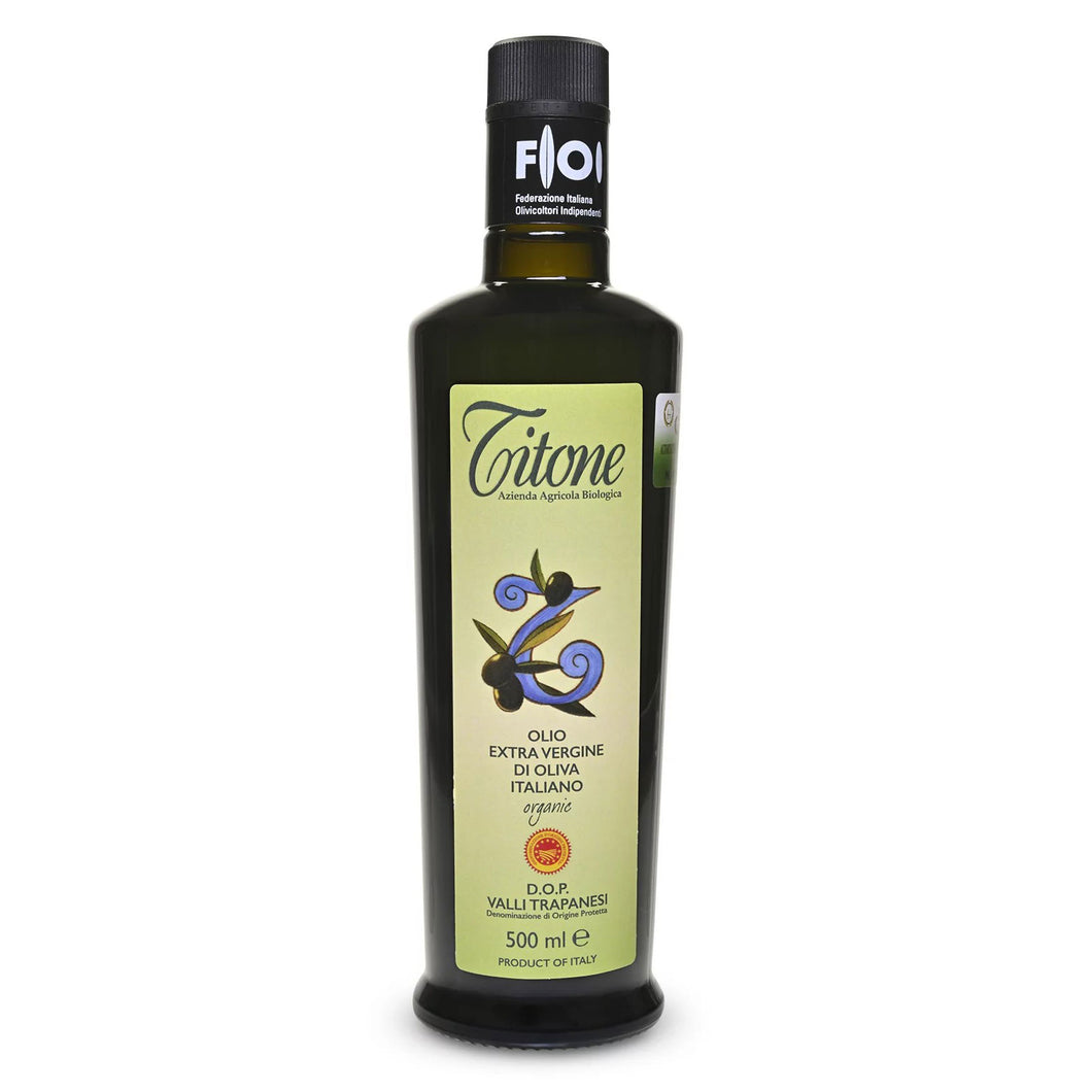 Bottle of Titone DOP extra virgin olive oil