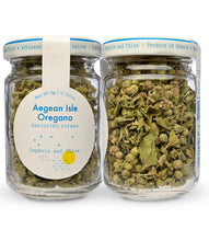 Aegean Isle Oregano from Daphnis and Chloe - Front and Back of Jar