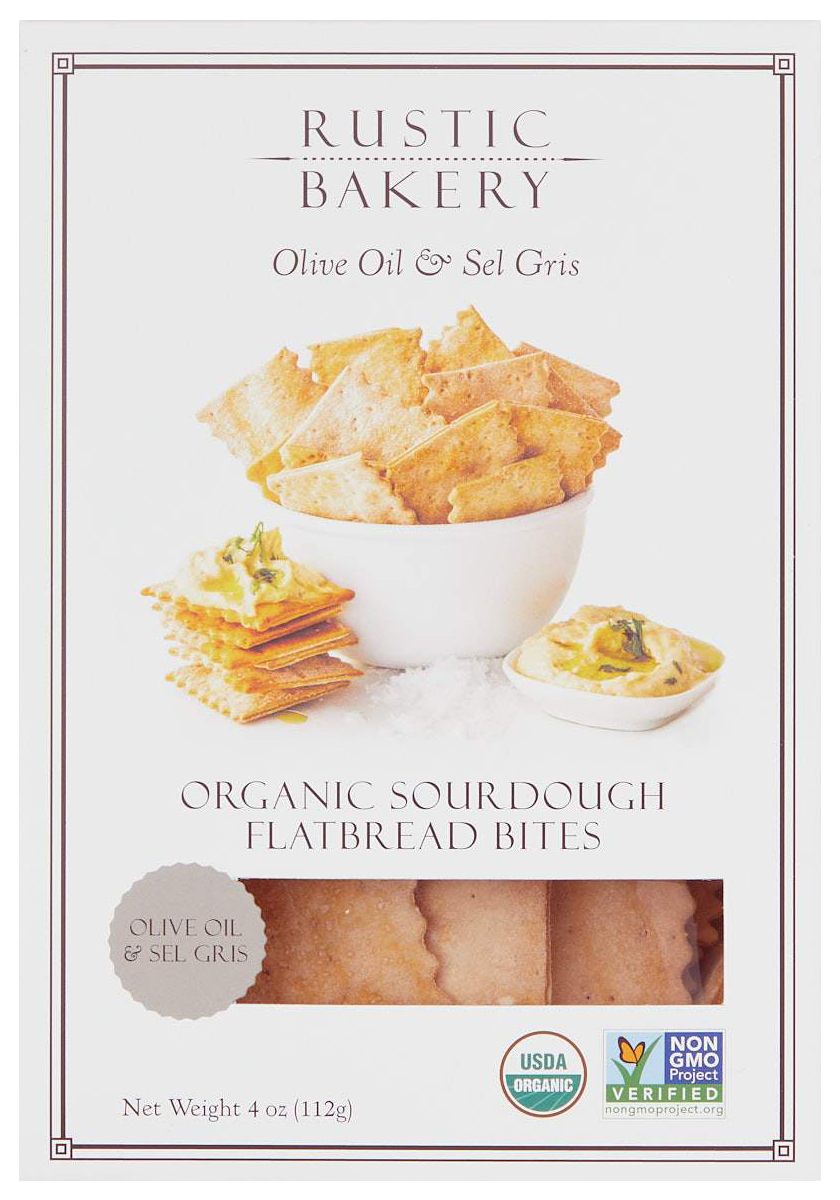Box of Rustic Bakery Olive Oil & Sel Gris Flatbread Sourdough Crackers