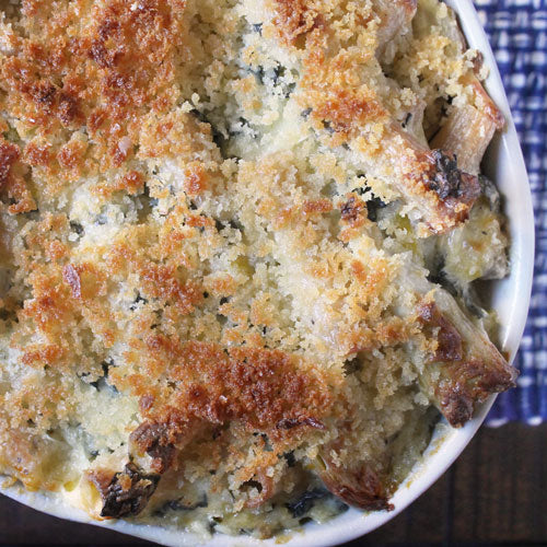 Cheesy Artichoke & Kale Baked Pasta