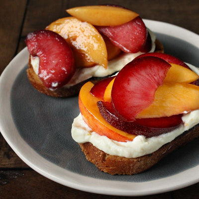 Orange Whipped Ricotta Toasts with Stone Fruit