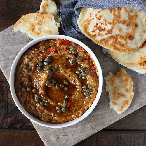 Smoky Eggplant Pepper Spread with Capers