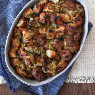 Rustic Bread Dressing with Fennel & Leeks