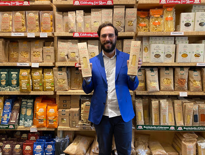 Piero Peduzzi showing off his favorite pasta cut, spaghetti