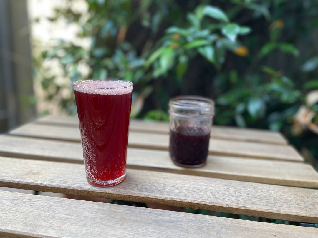 Plum syrup with sparkling water