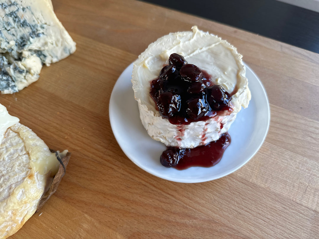 Basque cherry jam on a triple creme cheese.