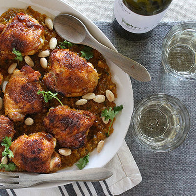 Braised Chicken Thighs with Almonds & Honey