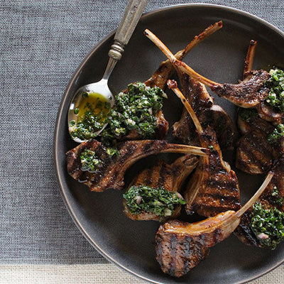 Grilled Lamb Chops with Mint Chimichurri