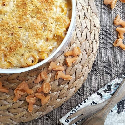 Baked Pumpkin Torchio Pasta with Four Cheeses