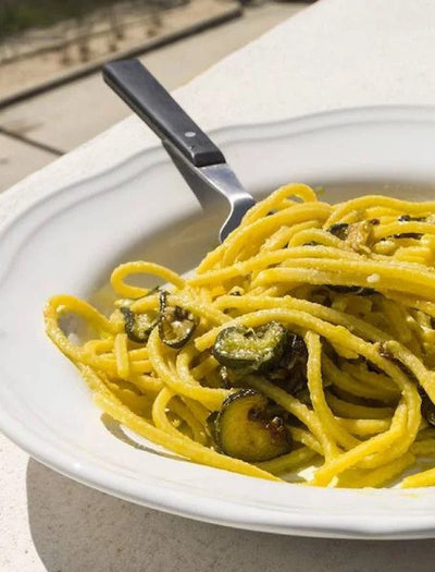 Spaghettoni with Caramelized Zucchini & Pecorino Romano