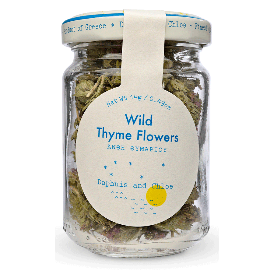 Wild Greek Thyme Flowers from Daphnis and Chloe - Front Label