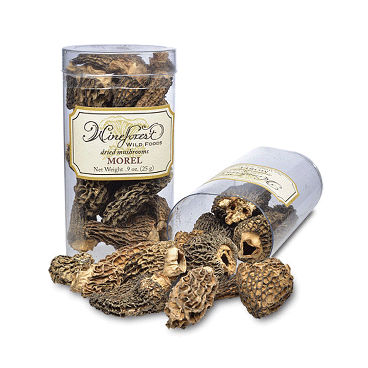 Container of Dried Morel Mushrooms