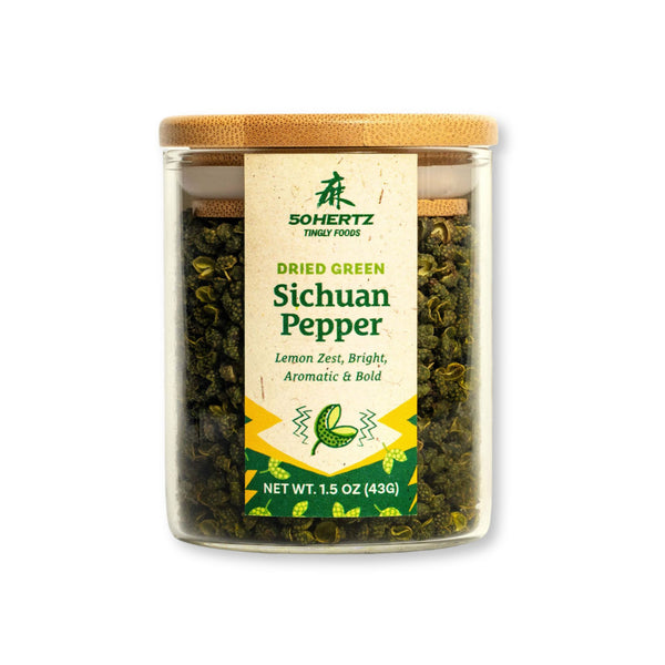 Jar of 50 Hertz dried green Sichuan pepper