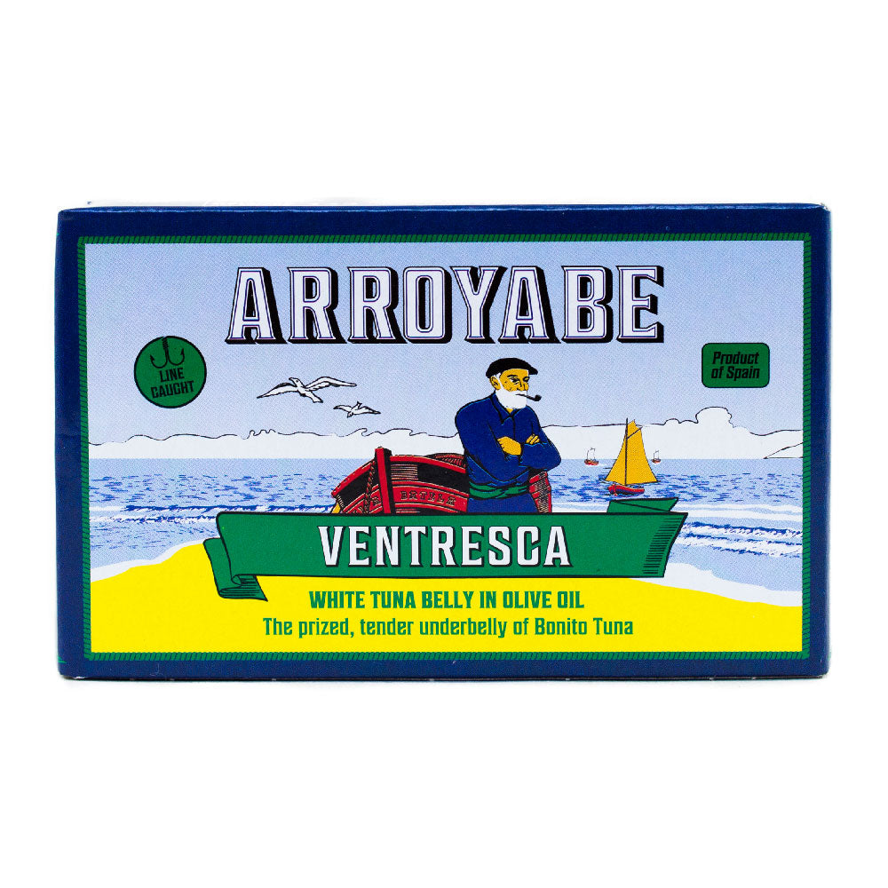 Tin of Ventresca on a white background