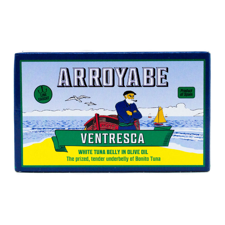 Tin of Ventresca on a white background