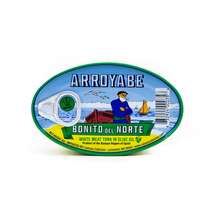 Arroyabe Bonito del Norte tuna can label on a white background