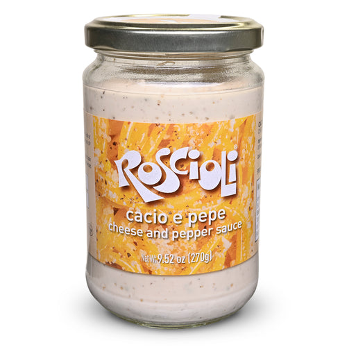 Jar of Roscioli Cacio e Pepe cheese and pepper pasta sauce