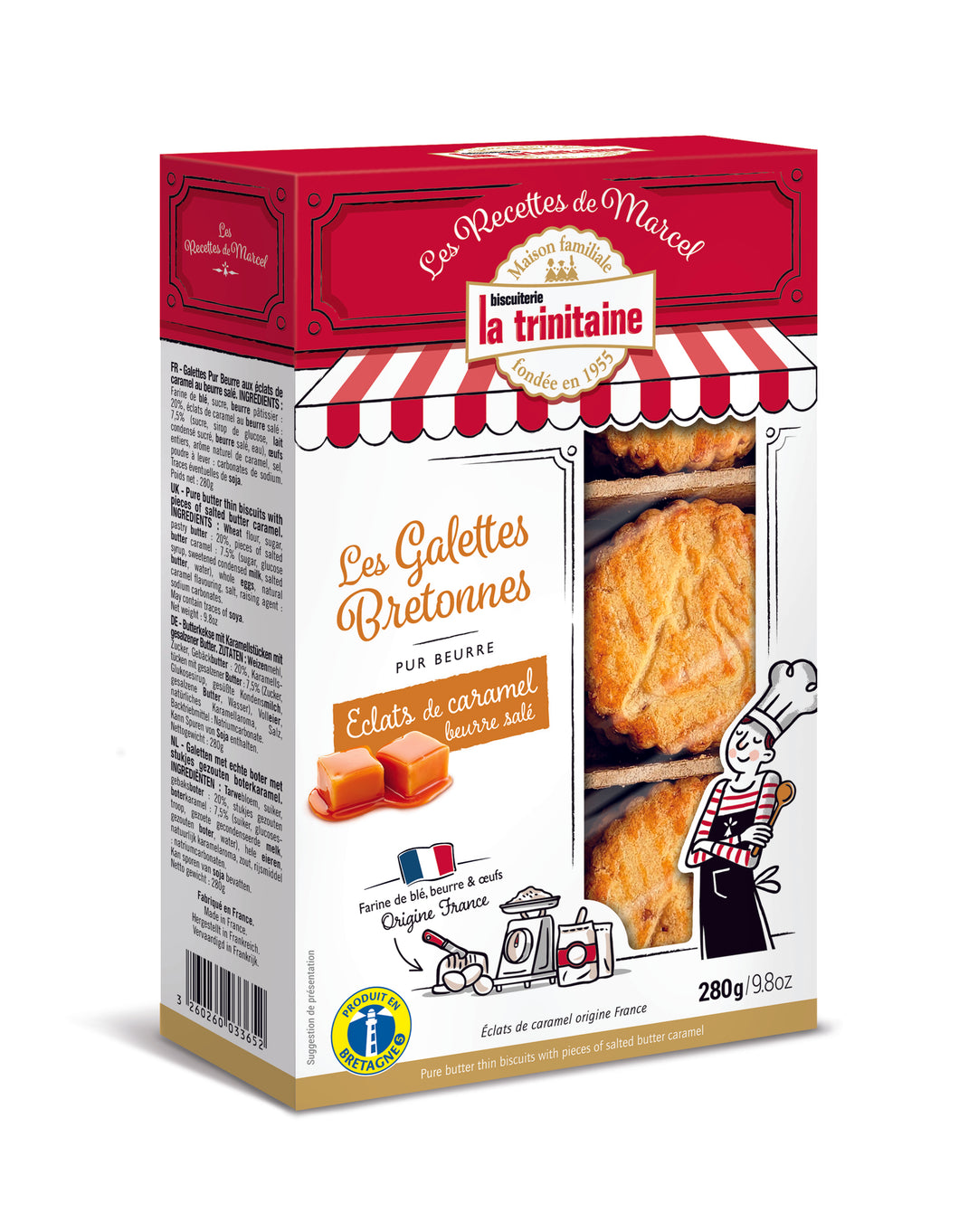 Box of La Trinitaine French butter cookies with salted butter caramel