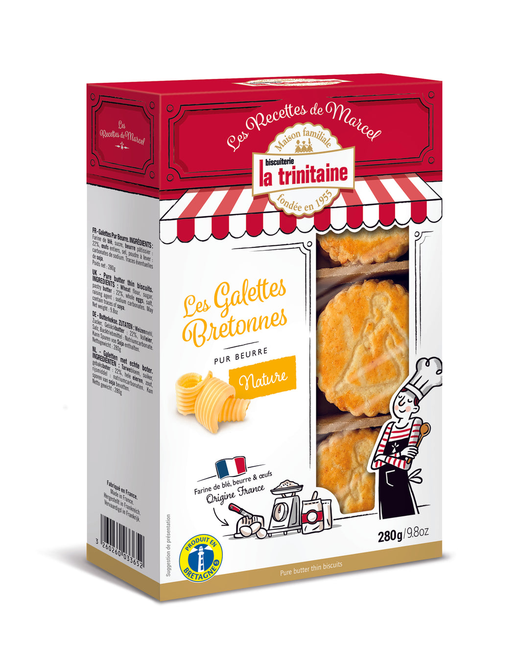 Box of La Trinitaine thin French butter cookies