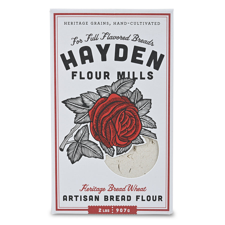 Hayden Flour Mills flour package with a red rose design on a white background