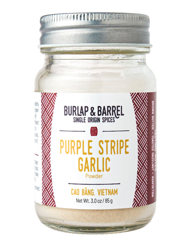 Jar of Burlap & Barrel Purple Stripe Garlic