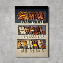 Inside the book: various yakitori on a skewer