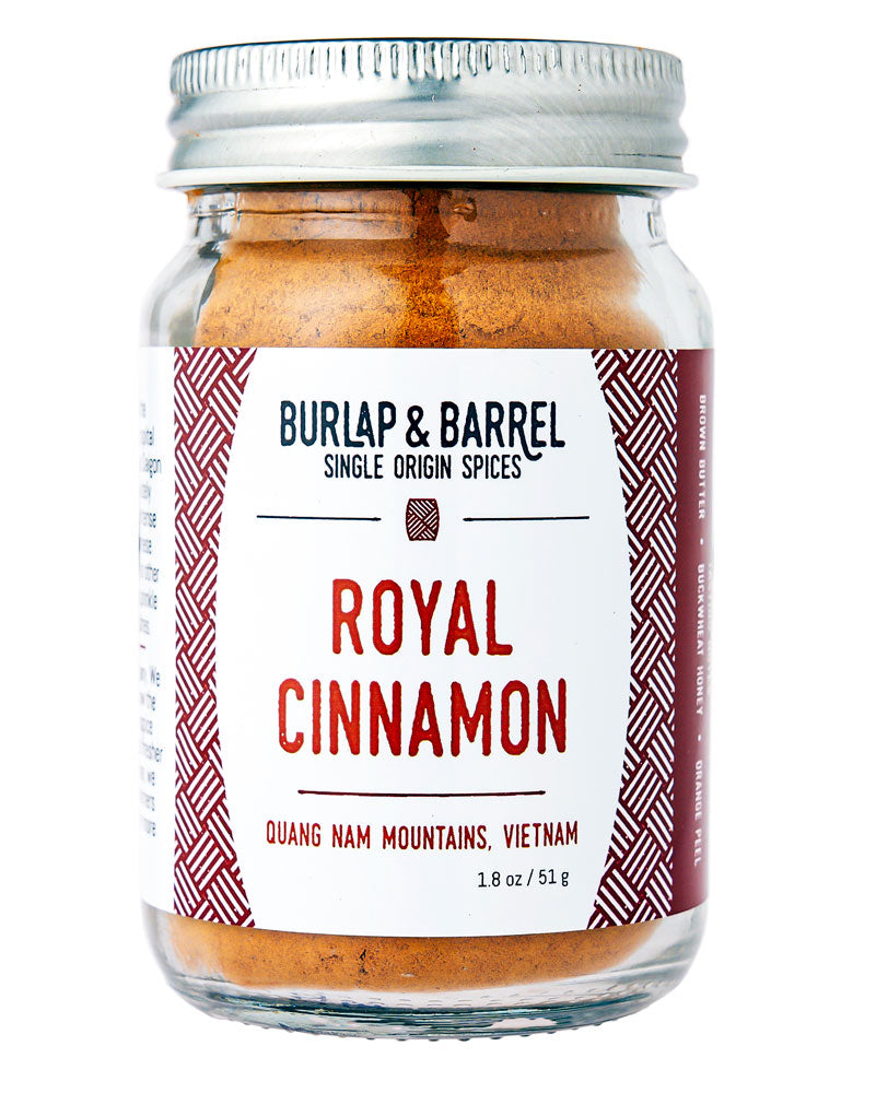 Jar of Burlap & Barrel Royal Cinnamon powder