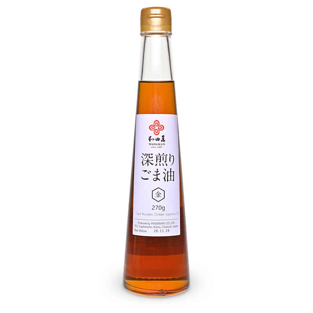 Bottle of Wadaman Dark Roasted Sesame Oil