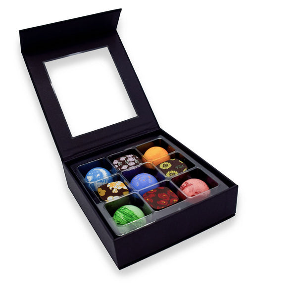 Open box of Feve Spring truffles