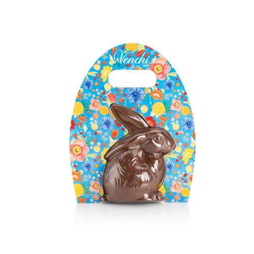 Venchi milk chocolate bunny in blue packaging