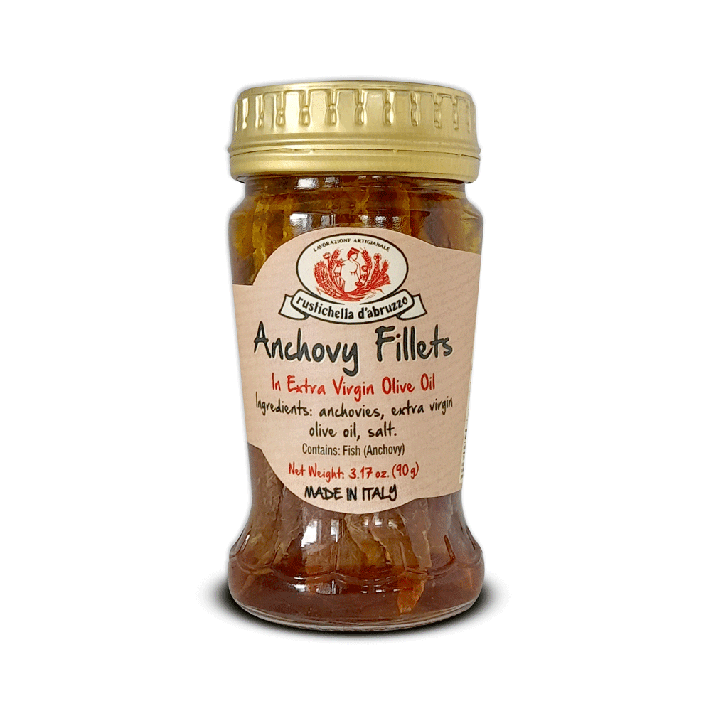 Jar of anchovy fillets in olive oil