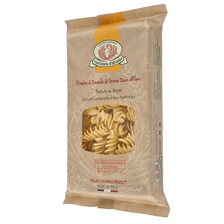 Pasta package with brand logo on a white background