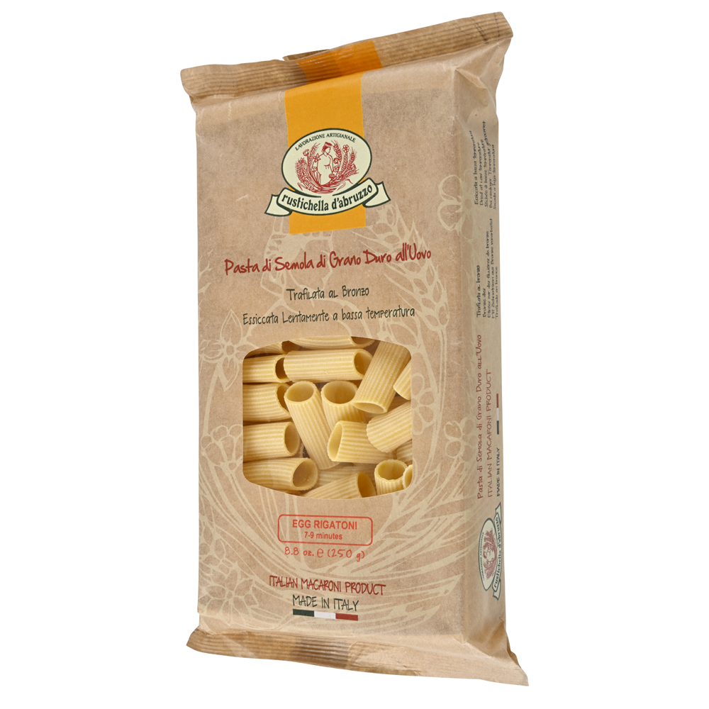 8.8 ounce package of Rustichella d'Abruzzo Egg Rigatoni pasta