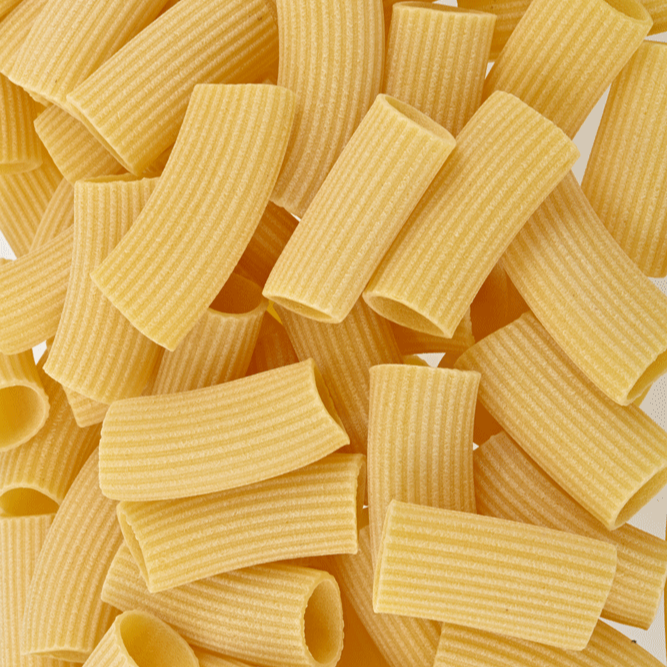 Close up of Rustichella d'Abruzzo Egg Rigatoni Pasta