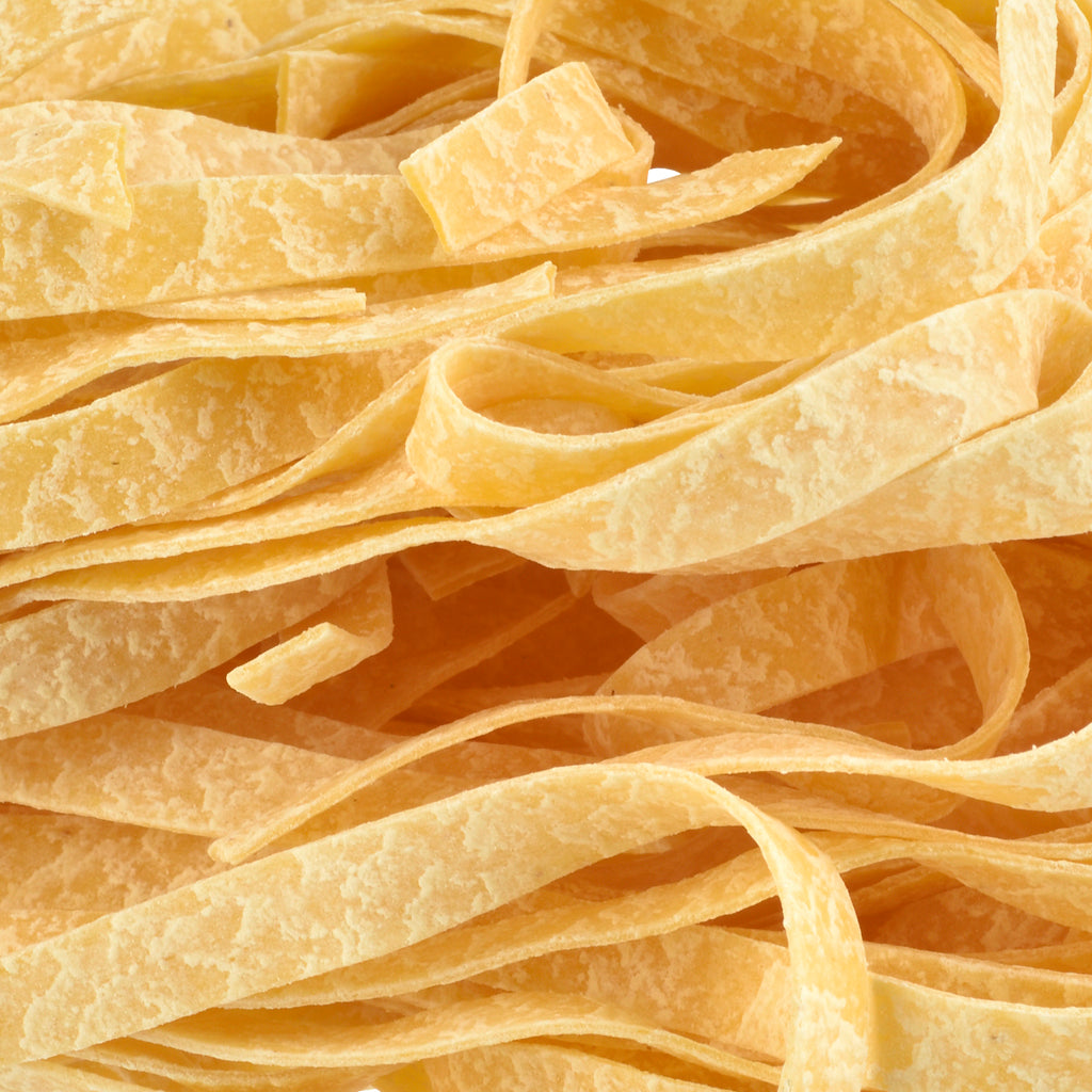 Egg tagliatelle pasta up close