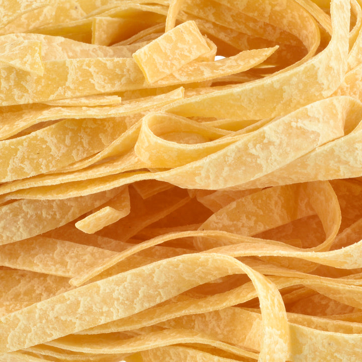 Egg tagliatelle pasta up close