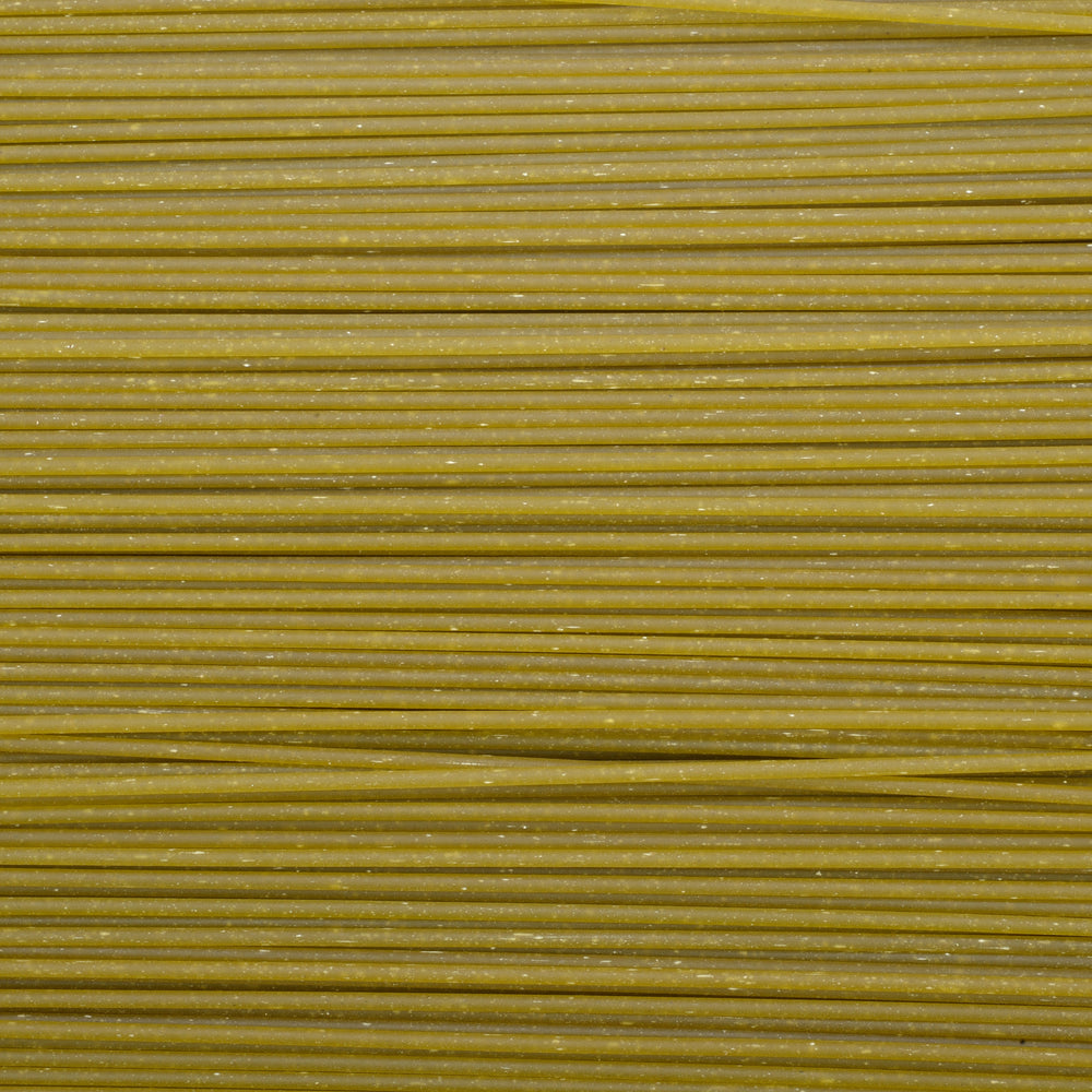 Close-up of green spaghetti pasta texture