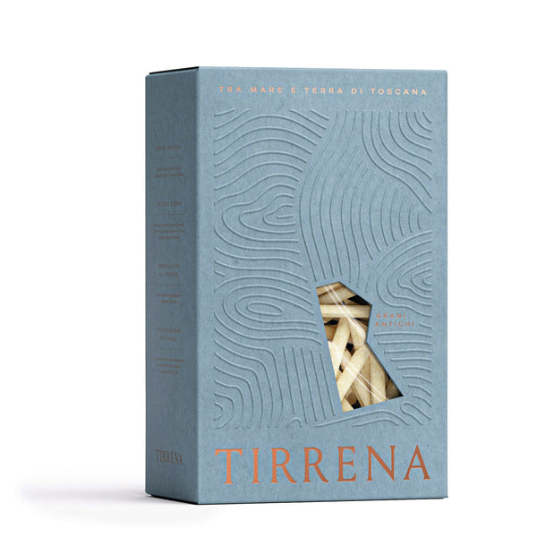 Blue box of Tirrena Penne Rigate pasta