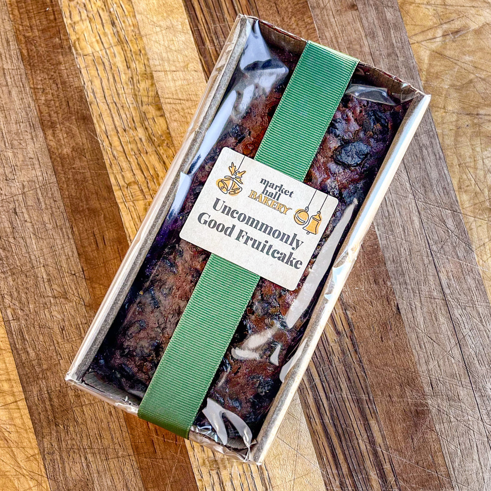 Market Hall Bakery Uncommonly Good Fruitcake in packaging