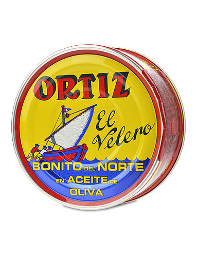 Round can of Conservas Ortiz Bonito del Norte tinned tuna